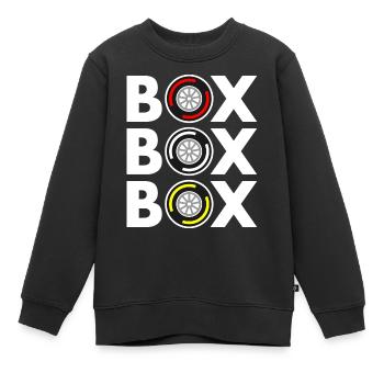 Box Box Box Grand Prix Tyre Compound White Design - Kids Premium Organic Sweatshirt - black - Front - AI Model Kid Female (0cm)
