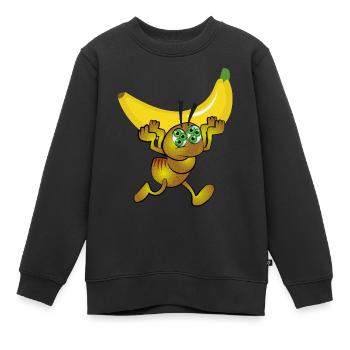 Mutant portant une banane - Sweat Premium enfant bio - noir - Devant - AI Model Kid Female (0cm)