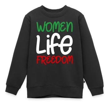 Femmes Vie Liberté Iran Femmes Femmes Droits des femmes - Sweat Premium enfant bio - noir - Devant - AI Model Kid Female (0cm)