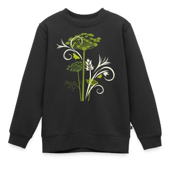 Silhouette of blooming fennel - Kids Premium Organic Sweatshirt - black - Front - AI Model Kid Female (0cm)