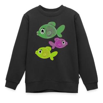 Poissons - Sweat Premium enfant bio - noir - Devant - AI Model Kid Female (0cm)