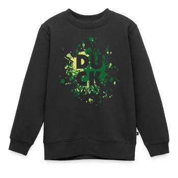 Éclaboussure de couleur de lettre de canard - Sweat Premium enfant bio - noir - Devant - AI Model Kid Female (0cm)