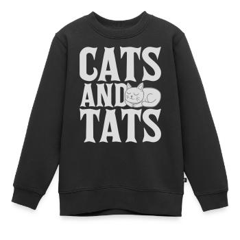 cats and tats Zitat - Kinder Premium Organic Sweatshirt - Schwarz - Vorne - AI Model Kid Female (0cm)