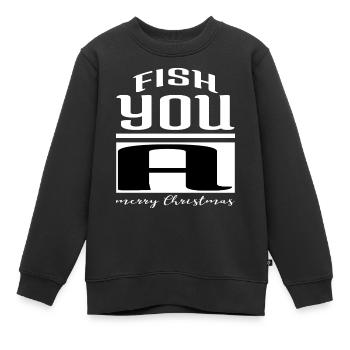 axolotls present santa christmas present humor - Kids Premium Organic Sweatshirt - black - Front - AI Model Kid Female (0cm)