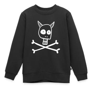 Crâne avec cornes de diable - Sweat Premium enfant bio - noir - Devant - AI Model Kid Female (0cm)