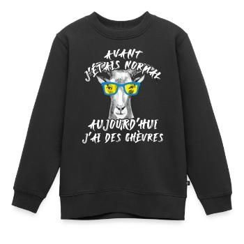 Avant j'étais normal, aujourd'hui j'ai des chèvres - Sweat Premium enfant bio - noir - Devant - AI Model Kid Female (0cm)