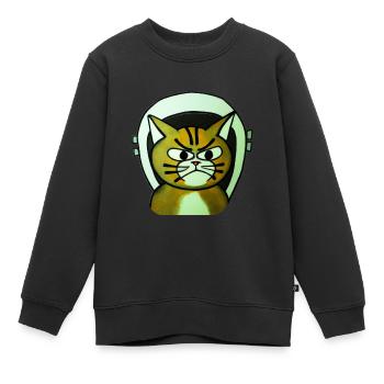 Chat terrifiant dans l’espace - Sweat Premium enfant bio - noir - Devant - AI Model Kid Female (0cm)