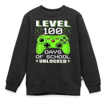 Level 100: 100-Tage-Schulabenteuer freigeschaltet - Kinder Premium Organic Sweatshirt - Schwarz - Vorne - AI Model Kid Female (0cm)