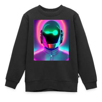 neon synthwave style robot néon - Sweat Premium enfant bio - noir - Devant - AI Model Kid Female (0cm)