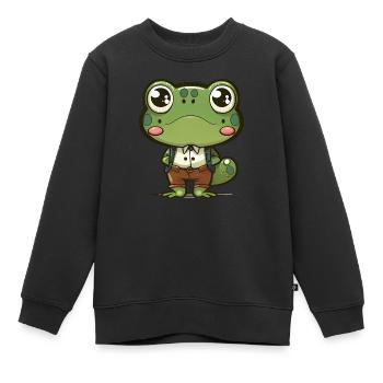 Lustiger kleiner Frosch - Kinder Premium Organic Sweatshirt - Schwarz - Vorne - AI Model Kid Female (0cm)