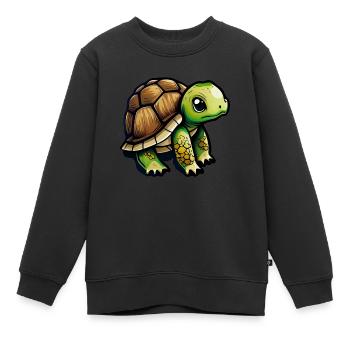 Süße Kleine Schildkröte - Kinder Premium Organic Sweatshirt - Schwarz - Vorne - AI Model Kid Female (0cm)