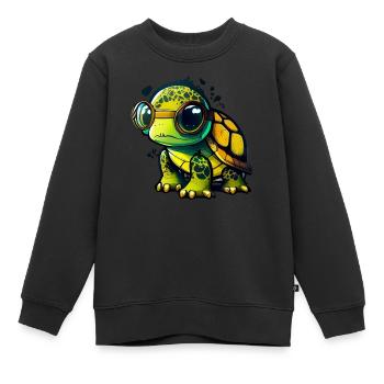 Cool petite tortue - Sweat Premium enfant bio - noir - Devant - AI Model Kid Female (0cm)
