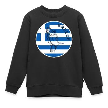 Drapeau grec - Sweat Premium enfant bio - noir - Devant - AI Model Kid Female (0cm)