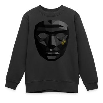 Masque géométrique - Sweat Premium enfant bio - noir - Devant - AI Model Kid Female (0cm)