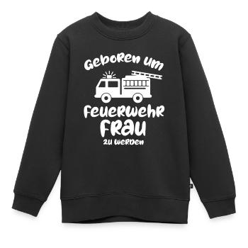 Geboren um Feuerwehrmann zu werden Feuerwehr - Kinder Premium Organic Sweatshirt - Schwarz - Vorne - AI Model Kid Female (0cm)