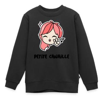 Cadeau petite fille - Sweat Premium enfant bio - noir - Devant - AI Model Kid Female (0cm)