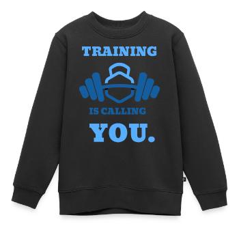 Bodybilding Gym T-Shirt - Kinder Premium Organic Sweatshirt - Schwarz - Vorne - AI Model Kid Female (0cm)