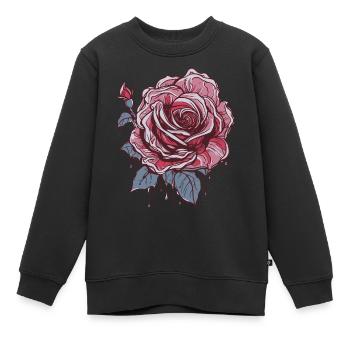 Rote Rose - Kinder Premium Organic Sweatshirt - Schwarz - Vorne - AI Model Kid Female (0cm)