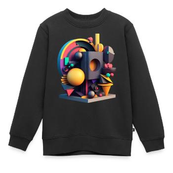 3D - Kinder Premium Organic Sweatshirt - Schwarz - Vorne - AI Model Kid Female (0cm)
