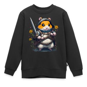 Ninja Hamster-Held des Gartens - Kinder Premium Organic Sweatshirt - Schwarz - Vorne - AI Model Kid Female (0cm)