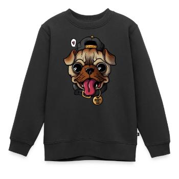 Mops Hund - Kinder Premium Organic Sweatshirt - Schwarz - Vorne - AI Model Kid Female (0cm)