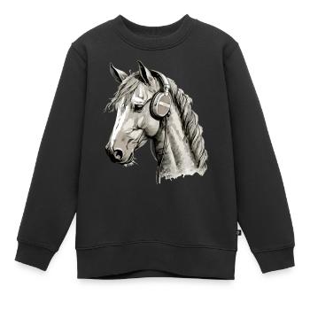 Cork le cheval audiophile - Sweat Premium enfant bio - noir - Devant - AI Model Kid Female (0cm)
