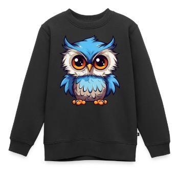 Süße Eule mit großen Kulleraugen - Kinder Premium Organic Sweatshirt - Schwarz - Vorne - AI Model Kid Female (0cm)