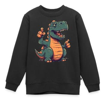 Pouce levé Rex Un dinosaure amical - Sweat Premium enfant bio - noir - Devant - AI Model Kid Female (0cm)