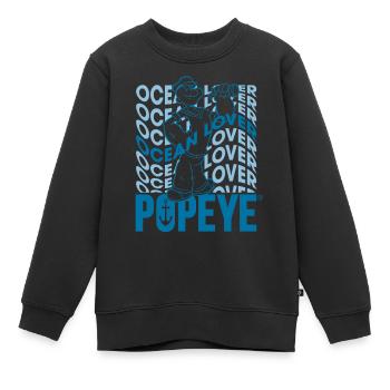 Popeye Wavy Ocean Lover - Kids Premium Organic Sweatshirt - black - Front - AI Model Kid Female (0cm)