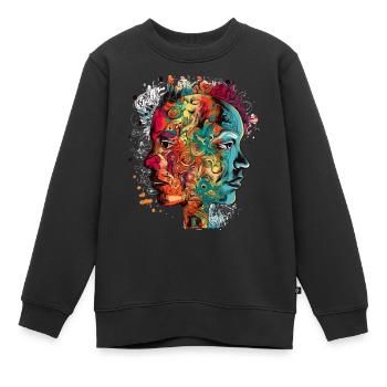 Doppelte Porträts - Kinder Premium Organic Sweatshirt - Schwarz - Vorne - AI Model Kid Female (0cm)