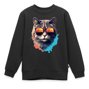 Urban Purrfection : du chat | Amoureux des chats - Sweat Premium enfant bio - noir - Devant - AI Model Kid Female (0cm)
