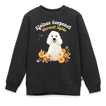 Kleines Gespenst - Werwolf inside mit 70er Blumen - Kinder Premium Organic Sweatshirt - Schwarz - Vorne - AI Model Kid Female (0cm)