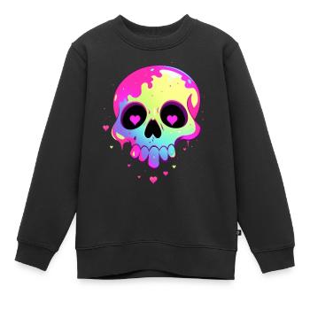 Niedlicher Punk Schädel / Kawaii Punk Schädel - Kinder Premium Organic Sweatshirt - Schwarz - Vorne - AI Model Kid Female (0cm)