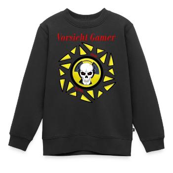 Vorsicht Gamer - Kinder Premium Organic Sweatshirt - Schwarz - Vorne - AI Model Kid Female (0cm)