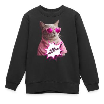 Rosa Miaustyle - Kinder Premium Organic Sweatshirt - Schwarz - Vorne - AI Model Kid Female (0cm)