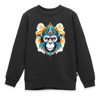 Affe Stencil - Kinder Premium Organic Sweatshirt - Schwarz - Vorne - AI Model Kid Female (0cm)