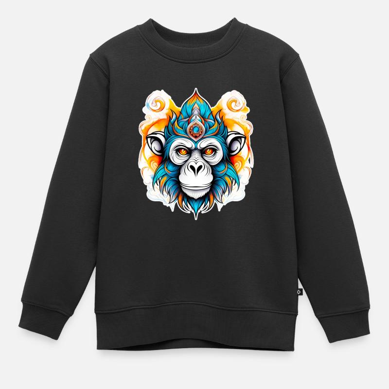 Pochoir de singe - Sweat Premium enfant bio - noir