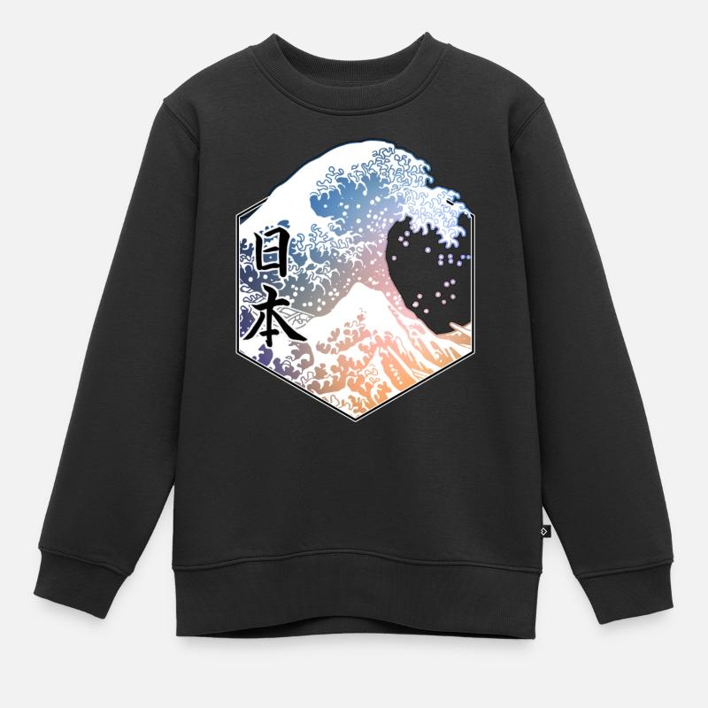 Hokusai - Sweat Premium enfant bio - noir