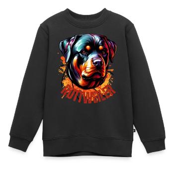 Rottweiler Graffiti Braun - Kinder Premium Organic Sweatshirt - Schwarz - Vorne - AI Model Kid Female (0cm)