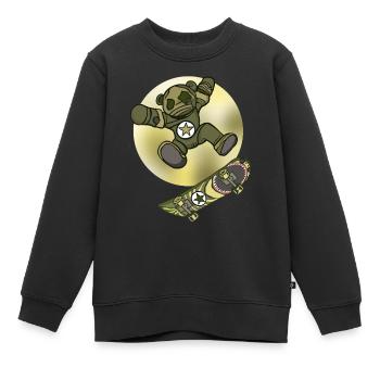 Halloween Skater Teddy with Skateboard - Kids Premium Organic Sweatshirt - black - Front - AI Model Kid Female (0cm)