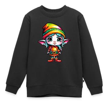 Diablotin / Nain / Fée / Noël / Elfe - Sweat Premium enfant bio - noir - Devant - AI Model Kid Female (0cm)