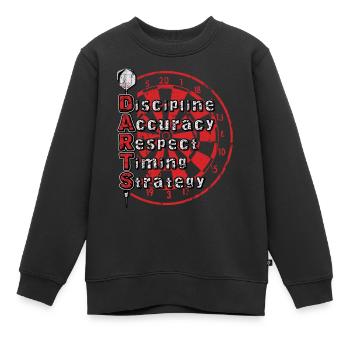 Compétences en fléchettes - Sweat Premium enfant bio - noir - Devant - AI Model Kid Female (0cm)