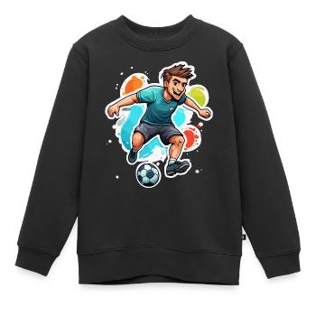 Fußballer / Fußball / Spielfeld / Mannschaft - Kinder Premium Organic Sweatshirt - Schwarz - Vorne - AI Model Kid Female (0cm)
