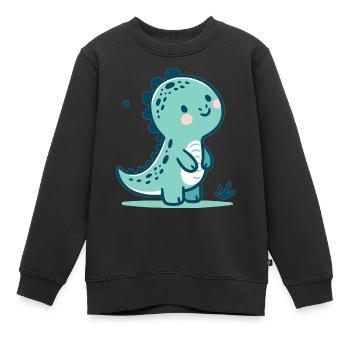 Mignon et lunatique heureux petit dinosaure copain - Sweat Premium enfant bio - noir - Devant - AI Model Kid Female (0cm)