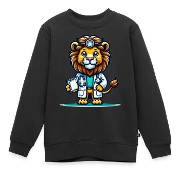 Cute Lion Doctor - Kinder Premium Organic Sweatshirt - Schwarz - Vorne - AI Model Kid Female (0cm)