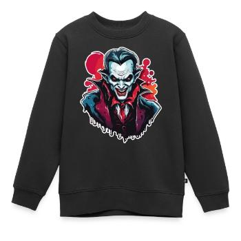 Vampire / Dracula / Suceur de sang / Halloween / Mythe - Sweat Premium enfant bio - noir - Devant - AI Model Kid Female (0cm)
