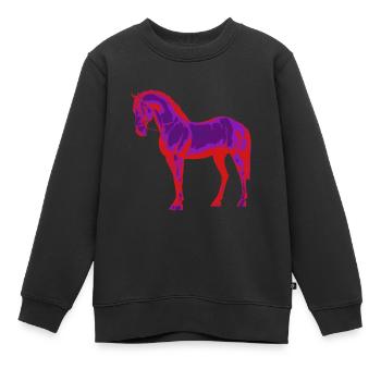 Néon cheval - Sweat Premium enfant bio - noir - Devant - AI Model Kid Female (0cm)