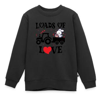 Loads of love - Tractor - Kids Premium Organic Sweatshirt - black - Front - AI Model Kid Female (0cm)