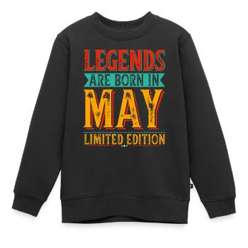 Les légendes naissent au mois de l’anniversaire du mois de mai - Sweat Premium enfant bio - noir - Devant - AI Model Kid Female (0cm)