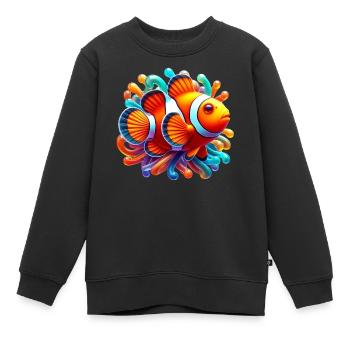 Poisson-clown - Sweat Premium enfant bio - noir - Devant - AI Model Kid Female (0cm)